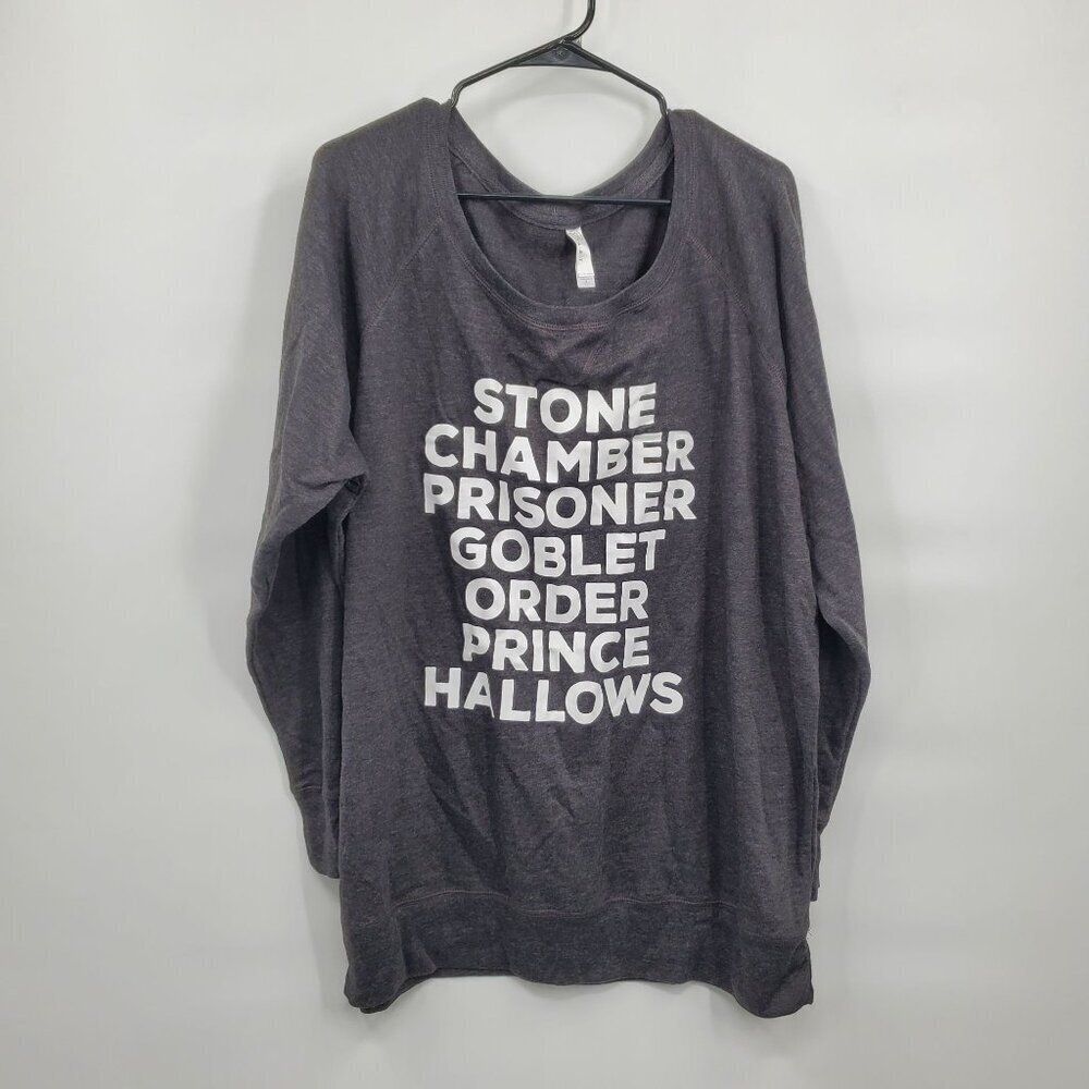 L A T Harry Potter Themed Long Sleeve Boat Neck Top Women Size Plus 3